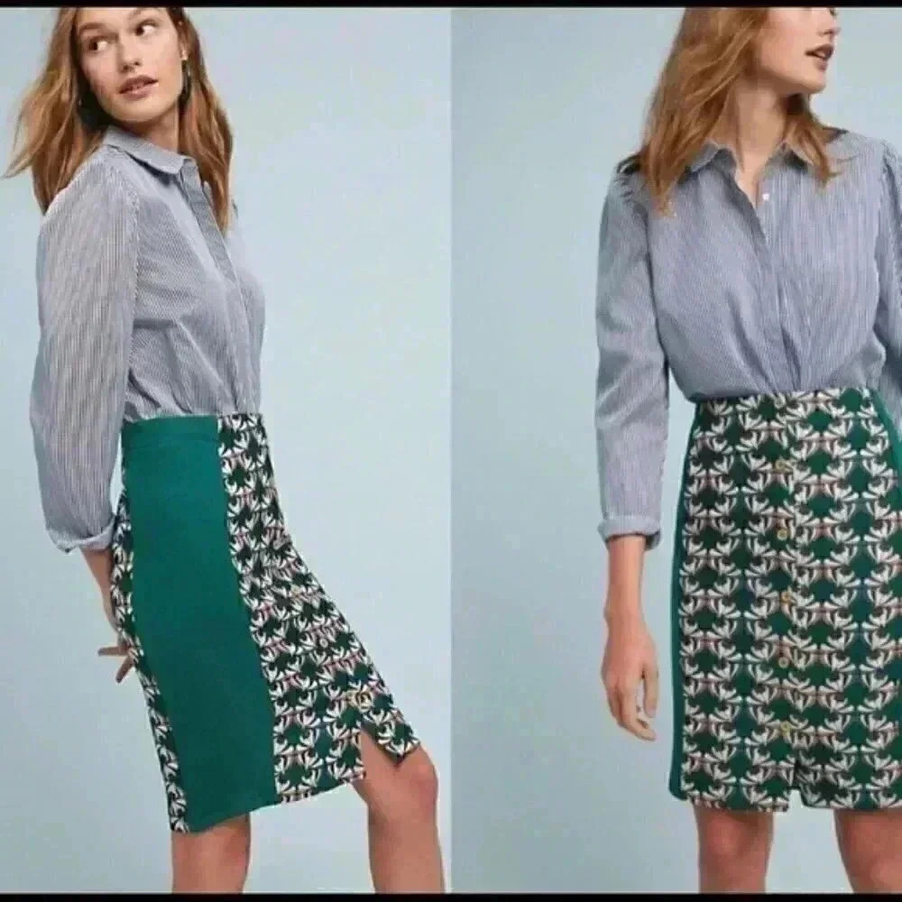 Anthropologie Embroidered Pencil Skirt